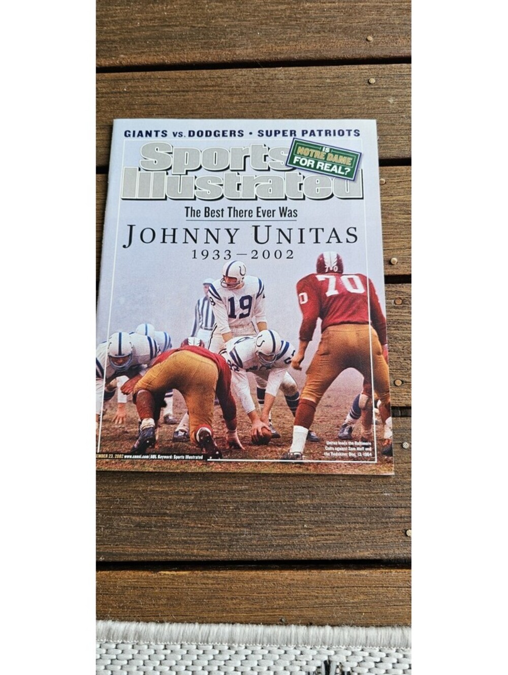 Sports Illustrated September 23, 2002 Johnny Unitas "The Best There Ever Was"